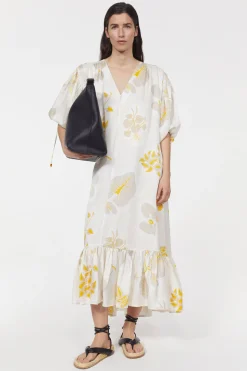 Dakota Leaf Hammered Dress Rodebjer