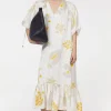 Dakota Leaf Hammered Dress Rodebjer