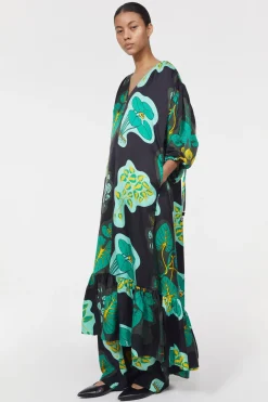 Dakota Leaf Hammered Dress Rodebjer